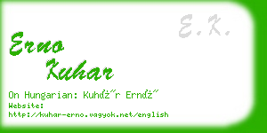 erno kuhar business card